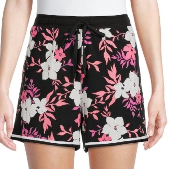 Secret Treasures Shorts Style Pant Black Soot Floral w Pockets - Picture 1 of 3